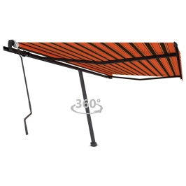 Toldo de pie retráctil manual naranja y marrón 400x300 cm