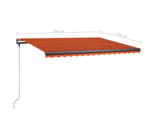 Toldo de pie retráctil manual naranja y marrón 400x300 cm