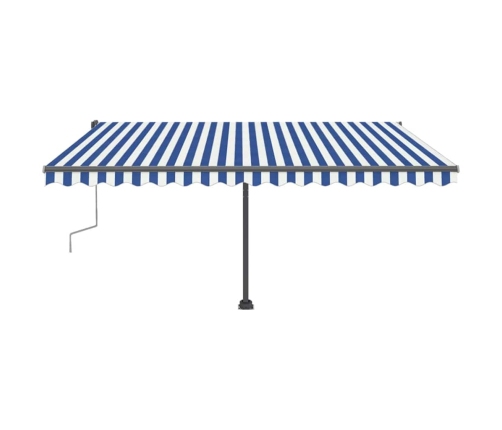 Toldo manual retráctil con LED azul y blanco 400x300 cm