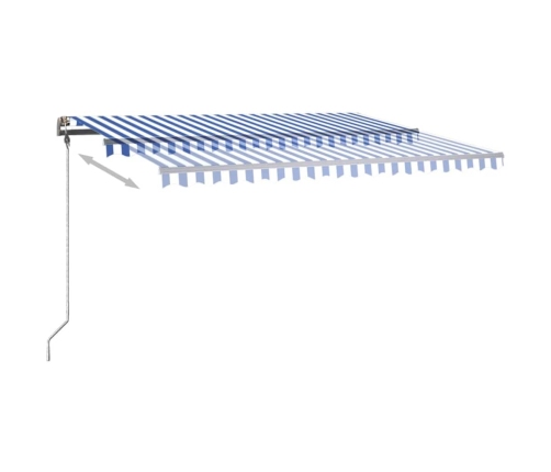 Toldo manual retráctil con LED azul y blanco 400x300 cm