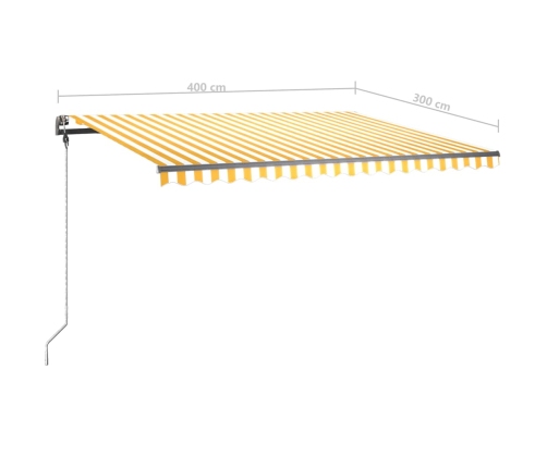 Toldo manual retráctil con LED amarillo y blanco 400x300 cm