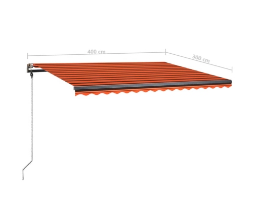 Toldo manual retráctil con LED naranja y marrón 400x300 cm