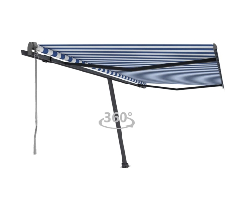 Toldo de pie automático azul y blanco 400x300 cm