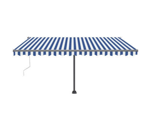 Toldo de pie automático azul y blanco 400x300 cm