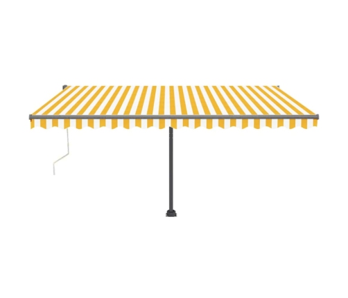 Toldo de pie automático amarillo y blanco 400x300 cm