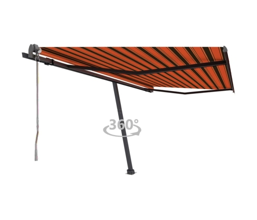 Toldo de pie automático naranja y marrón 400x300 cm