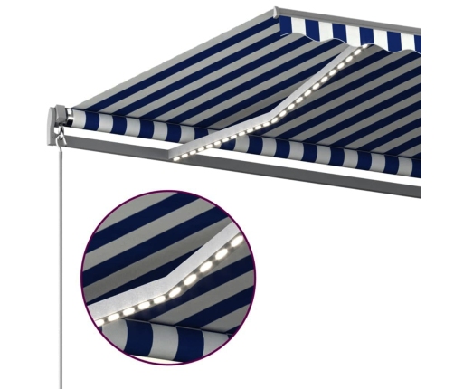 Toldo automático LED sensor de viento azul y blanco 400x300 cm