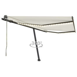 Toldo automático con LED sensor de viento crema 400x300 cm