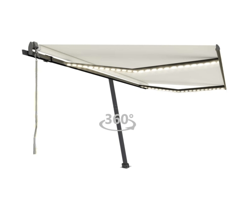 Toldo automático con LED sensor de viento crema 400x300 cm