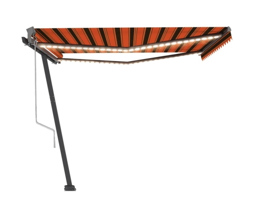 Toldo automático LED sensor de viento naranja marrón 400x300 cm