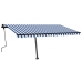 Toldo de pie retráctil manual azul y blanco 450x300 cm