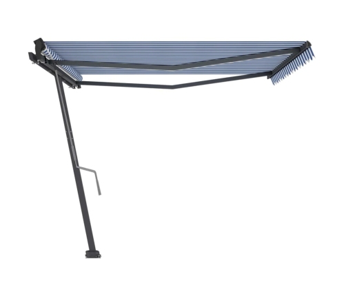 Toldo de pie retráctil manual azul y blanco 450x300 cm