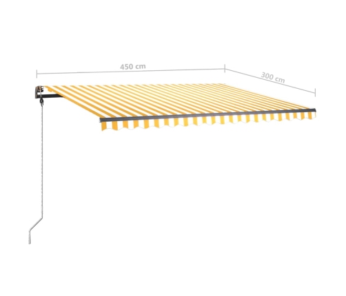 Toldo de pie retráctil manual amarillo y blanco 450x300 cm