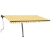 Toldo de pie retráctil manual amarillo y blanco 450x300 cm