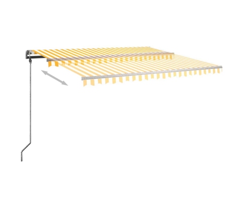 Toldo de pie retráctil manual amarillo y blanco 450x300 cm