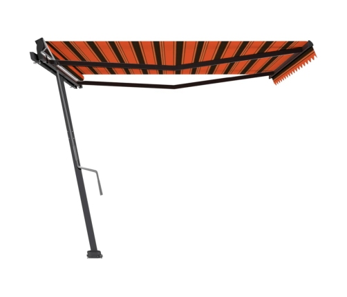 Toldo de pie retráctil manual naranja y marrón 450x300 cm