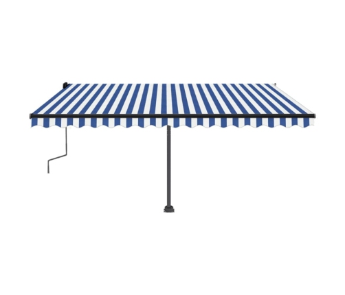 Toldo manual retráctil con LED azul y blanco 450x300 cm