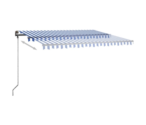 Toldo manual retráctil con LED azul y blanco 450x300 cm