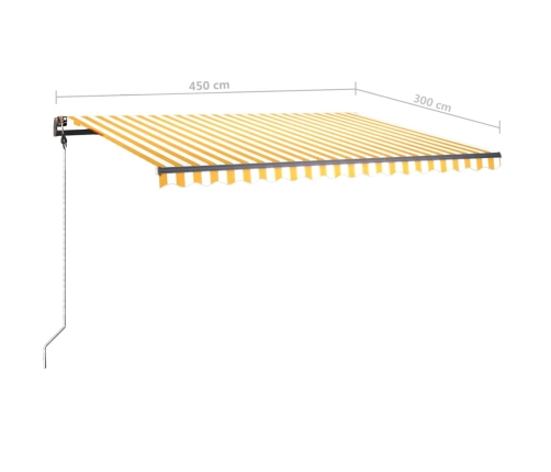 Toldo manual retráctil con LED amarillo y blanco 450x300 cm