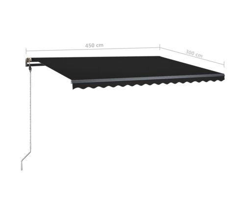 Toldo retráctil manual con luz LED gris antracita 450x300 cm