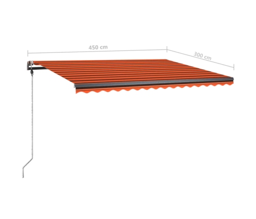 Toldo manual retráctil con LED naranja y marrón 450x300 cm