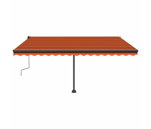 Toldo manual retráctil con LED naranja y marrón 450x300 cm