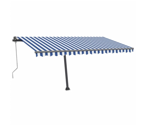 Toldo de pie automático azul y blanco 450x300 cm