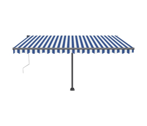 Toldo de pie automático azul y blanco 450x300 cm