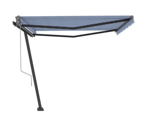 Toldo de pie automático azul y blanco 450x300 cm