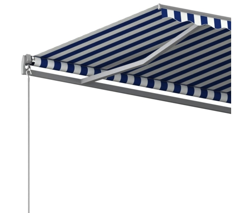 Toldo de pie automático azul y blanco 450x300 cm