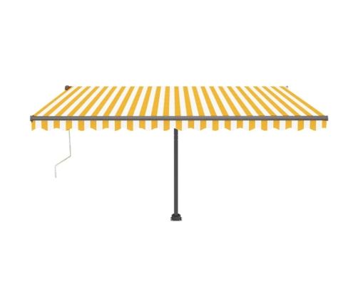 Toldo de pie automático amarillo y blanco 450x300 cm