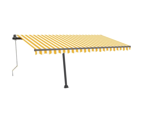 Toldo de pie automático amarillo y blanco 450x300 cm