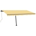 Toldo de pie automático amarillo y blanco 450x300 cm