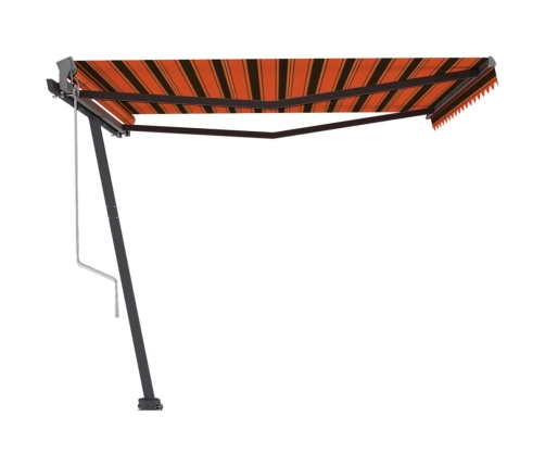 Toldo de pie automático naranja y marrón 450x300 cm