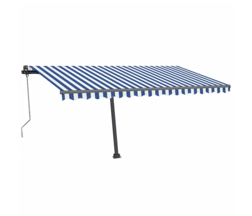 Toldo automático LED sensor de viento azul y blanco 450x300 cm