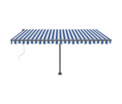 Toldo automático LED sensor de viento azul y blanco 450x300 cm