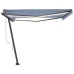 Toldo automático LED sensor de viento azul y blanco 450x300 cm