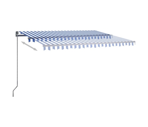 Toldo automático LED sensor de viento azul y blanco 450x300 cm