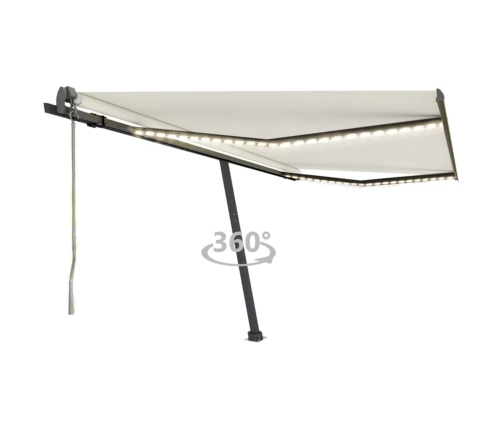 Toldo automático con LED y sensor de viento crema 450x300 cm