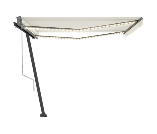 Toldo automático con LED y sensor de viento crema 450x300 cm