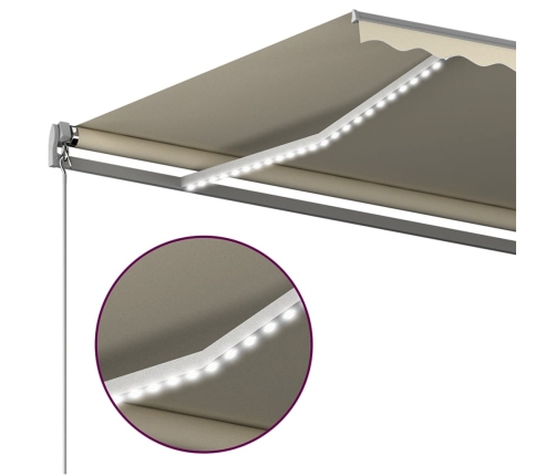 Toldo automático con LED y sensor de viento crema 450x300 cm