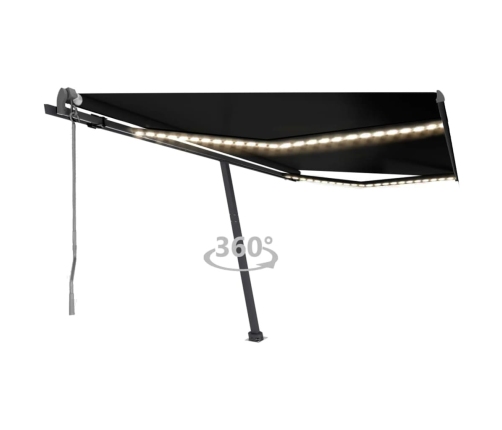 Toldo automático con LED y sensor de viento antracita 450x300cm