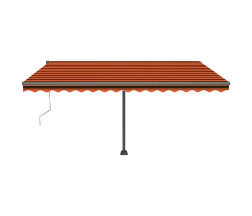 Toldo automático LED sensor de viento naranja marrón 450x300 cm