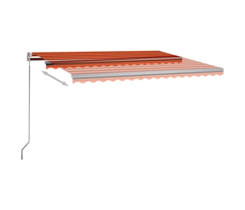 Toldo automático LED sensor de viento naranja marrón 450x300 cm