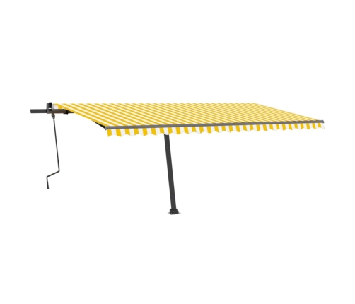 Toldo de pie retráctil manual amarillo y blanco 500x300 cm