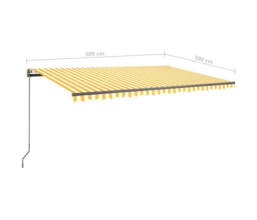 Toldo de pie retráctil manual amarillo y blanco 500x300 cm