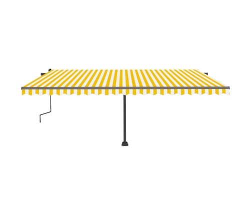 Toldo de pie retráctil manual amarillo y blanco 500x300 cm