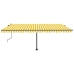 Toldo de pie retráctil manual amarillo y blanco 500x300 cm