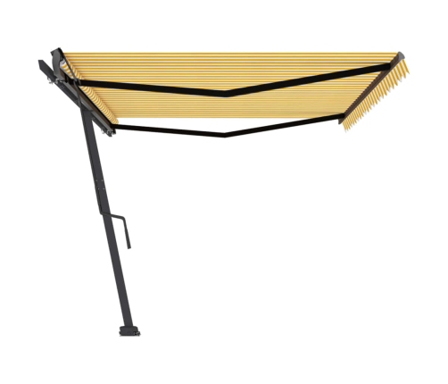 Toldo de pie retráctil manual amarillo y blanco 500x300 cm