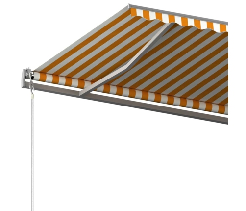 Toldo de pie retráctil manual amarillo y blanco 500x300 cm